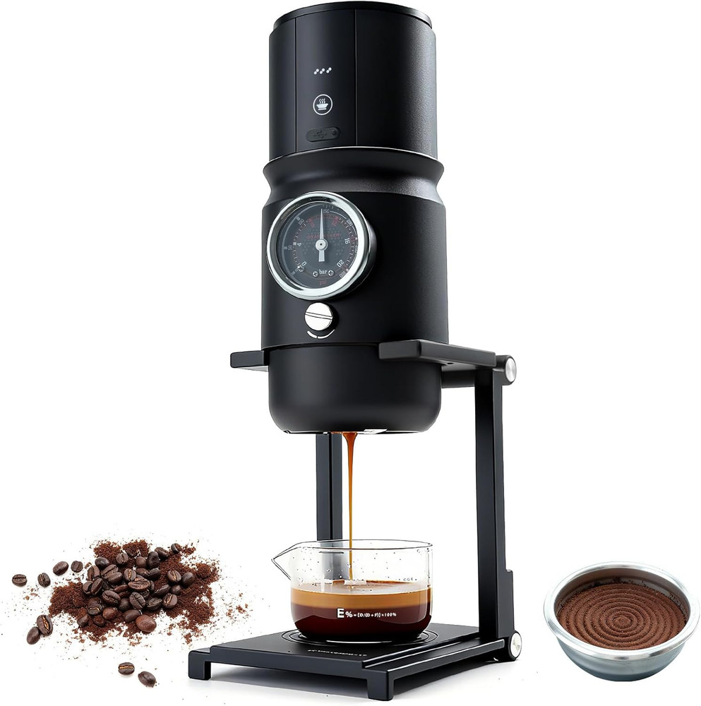 Super58 Portable Espresso Maker - USB-C, Adjustable Pressure, Black