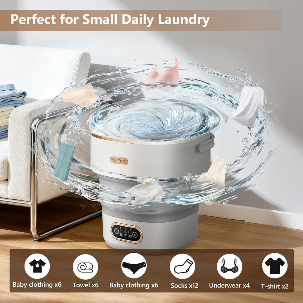 Mini Laundry Machine 16L — Foldable Portable Laundry Machine and Spinner for Bab