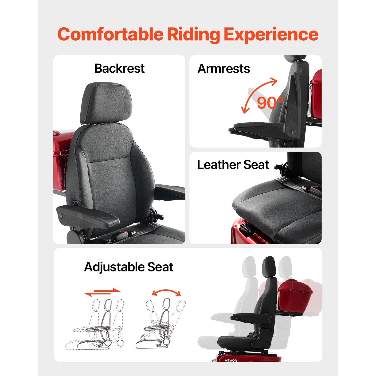 Uimoso Heavy-Duty 4-Wheel Mobility Scooter 21.5 Miles Range 3-Speed, 500lbs Load