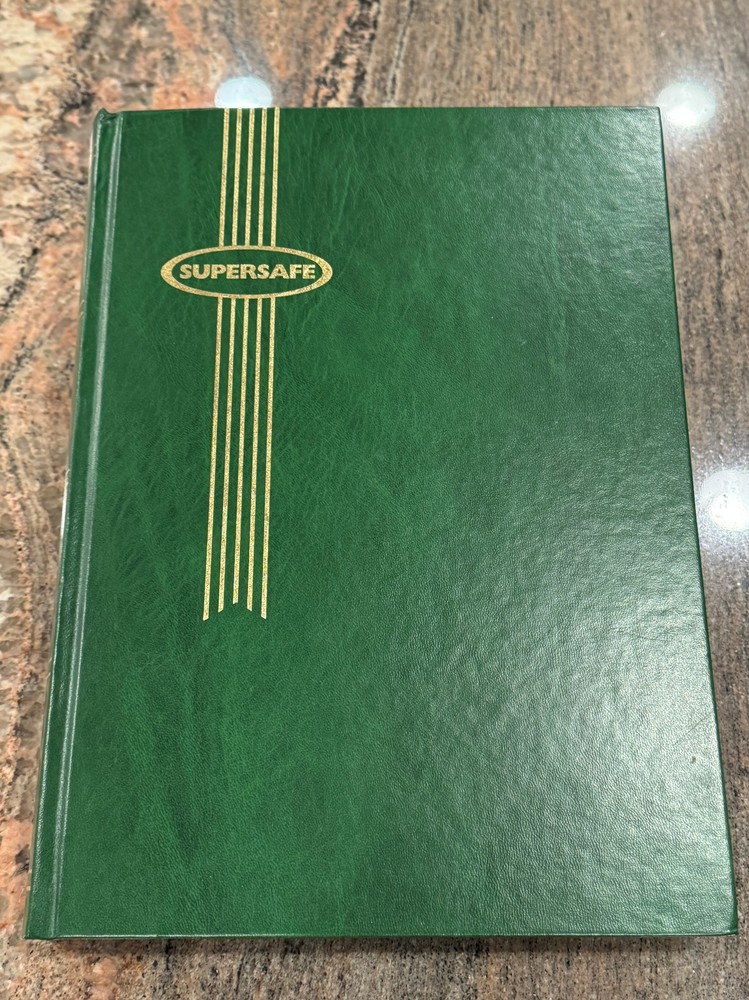 Supersafe B4/16 Stamp Album Stock Book 16 Double Sided Black Page Green Cover
