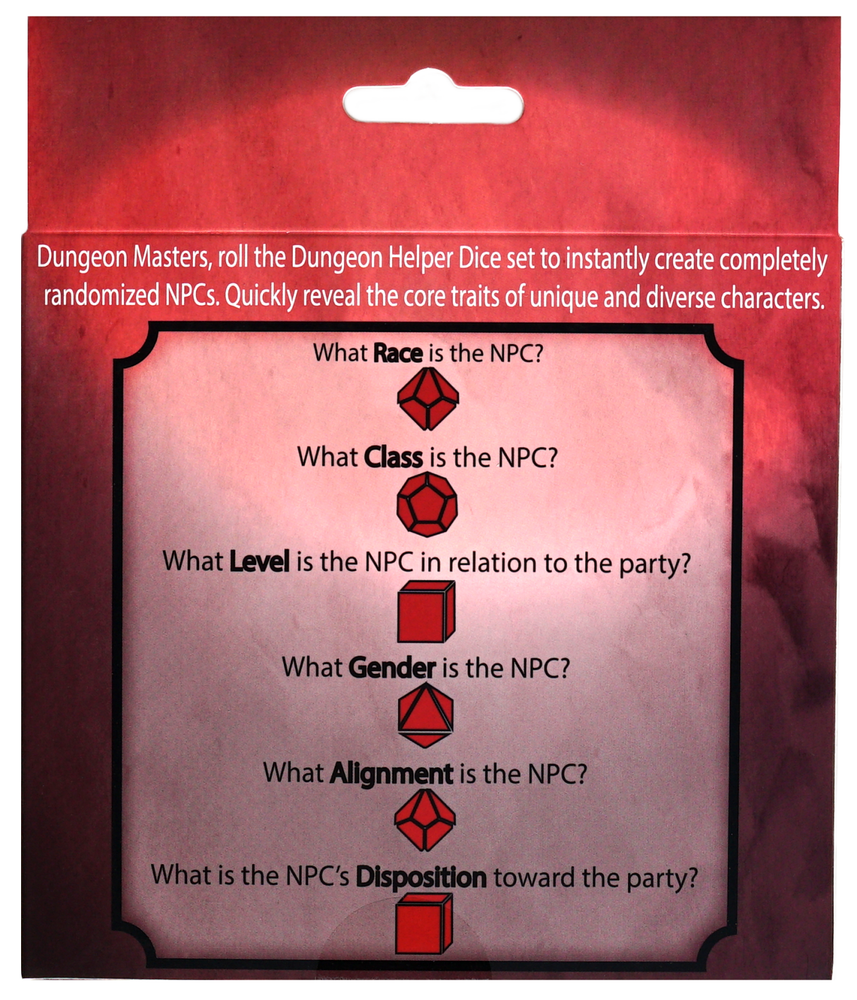 Dungeon Helper Dice: Character Creator 6 Set NPC Randomizer DM GM TTRPG Game