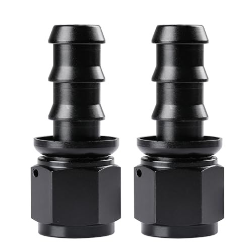 Push Lock Hose Fitting End Black 2PCS 10AN Straight