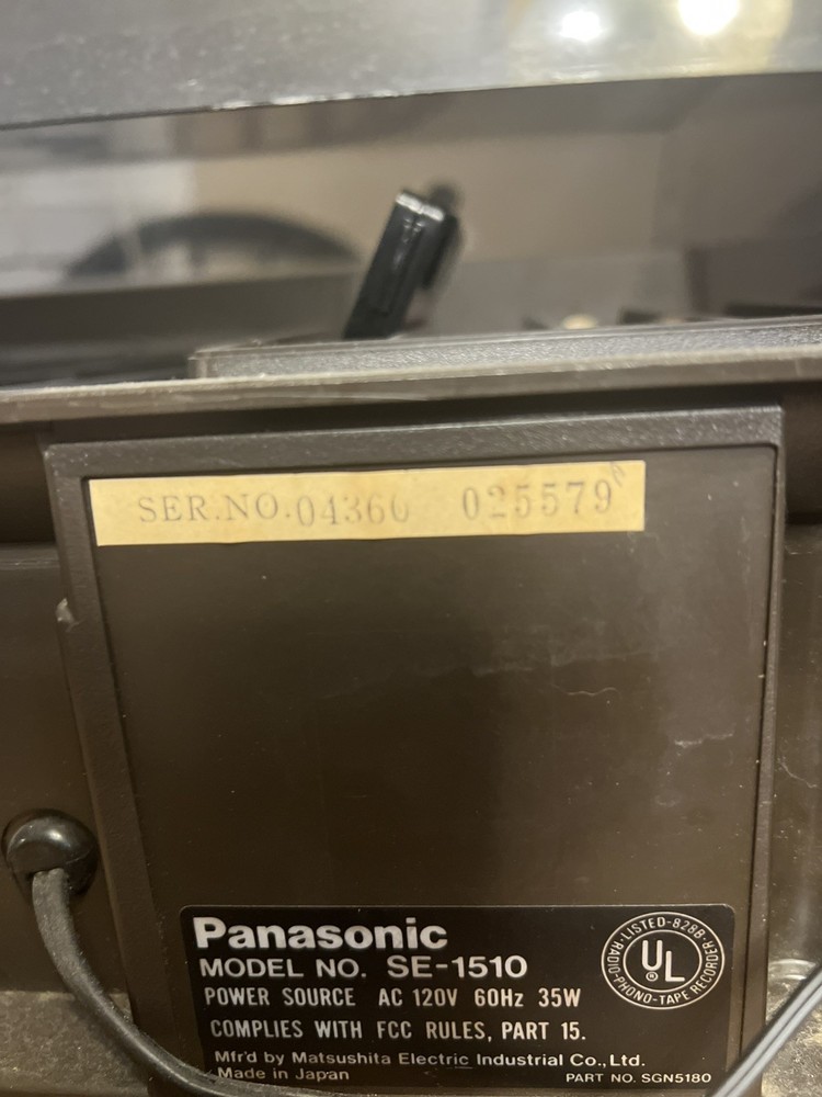 Panasonic Model SE-1510 PLL Multiplex Circuit/Tested, turntable NOT working