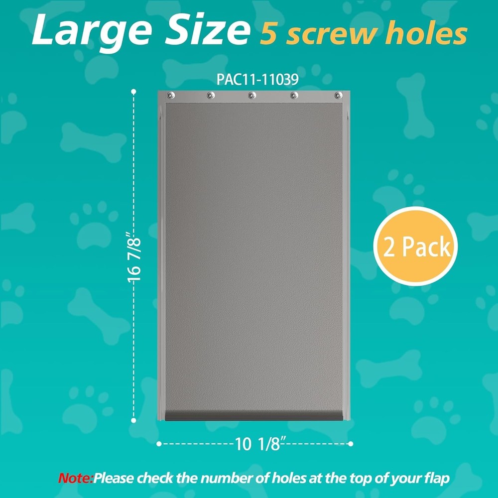 2PACK Large Dog Door Replacement Flaps with Screws - Pet Large, Gray