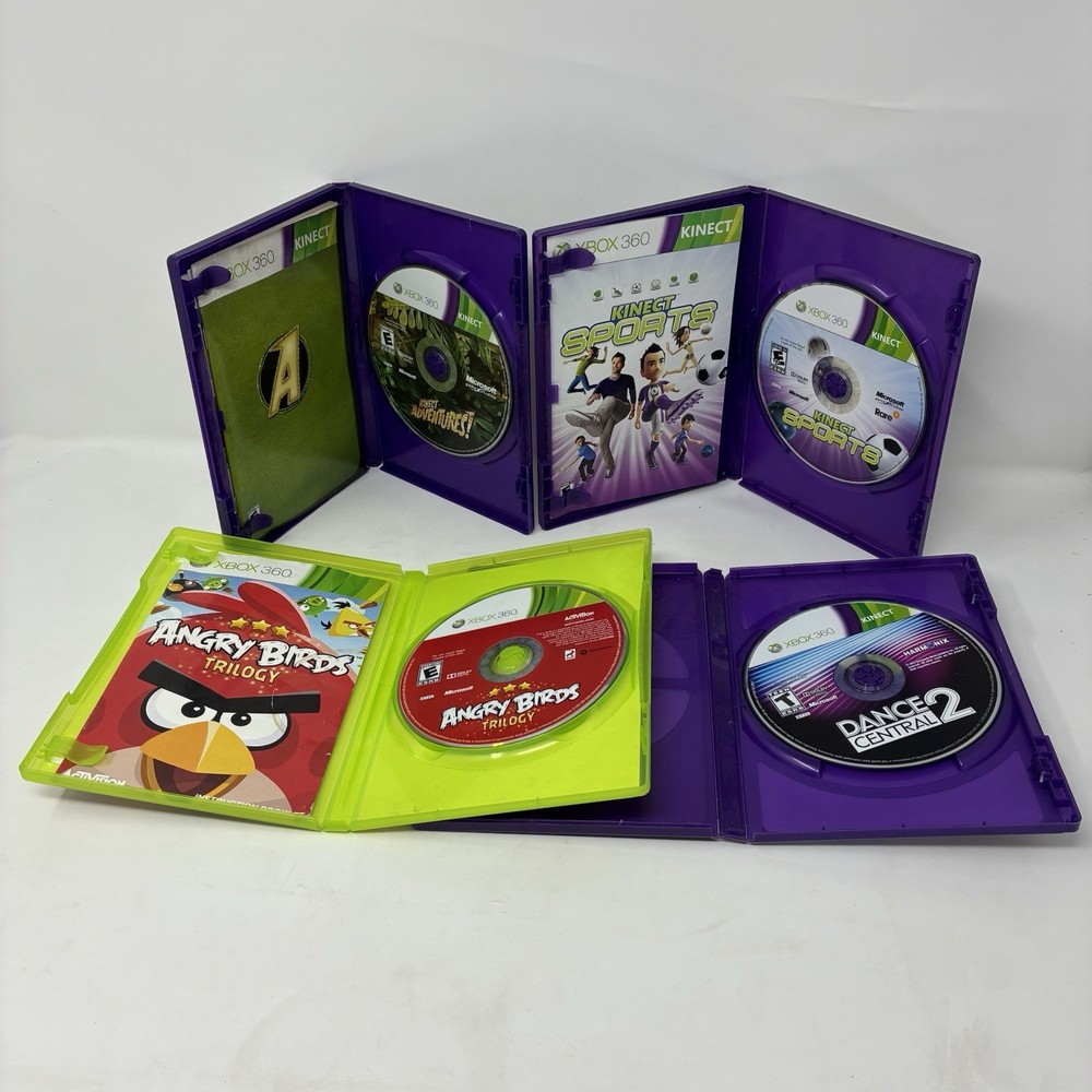 Microsoft Xbox 360 Kinect Sensor Black Wired w/ 4 Kinect Games Lot Bundle