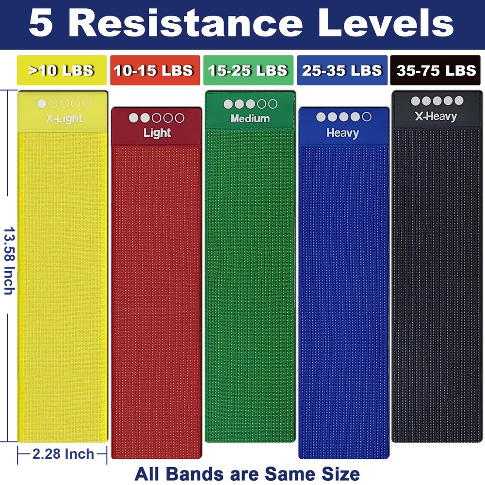 Resistance Bands for Working Out - 5 Exercise Bands Set with Workout Guide - ...