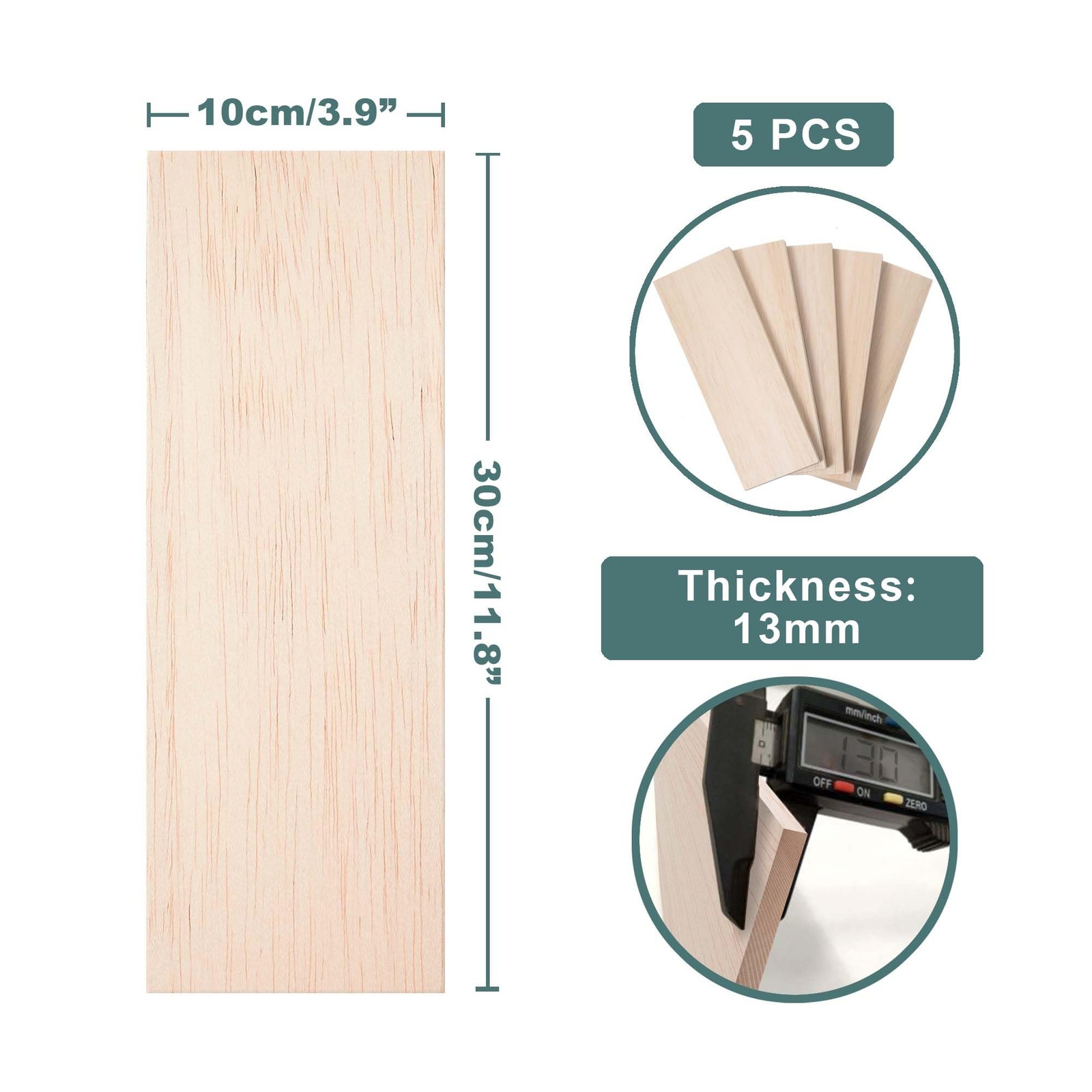 Balsa Wood Sheets 1/2" Inch Thick 12" x 4" Unfinished Wooden Light Brown