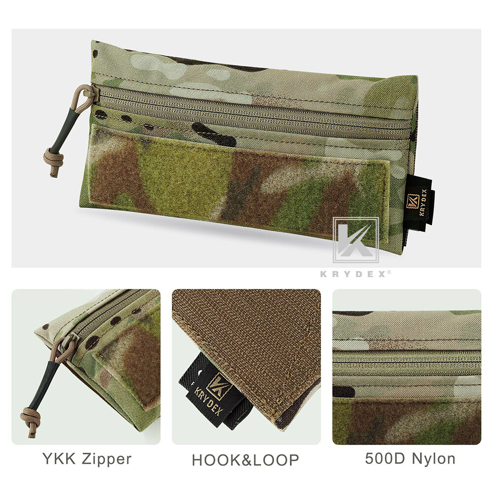 KRYDEX Tactical Front Candy Pouch Zipper Pack Hook Back for Chest Rig Multicam