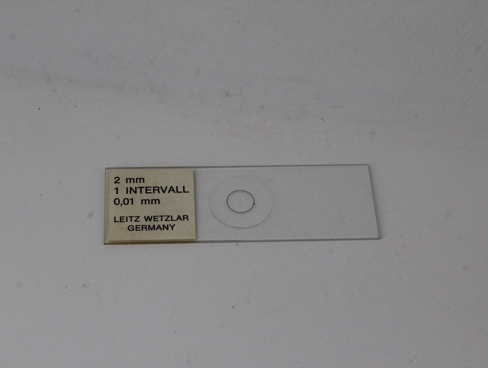 Leitz Microscope Slider Micrometer Measuring 0.1 / 2 mm #RP20