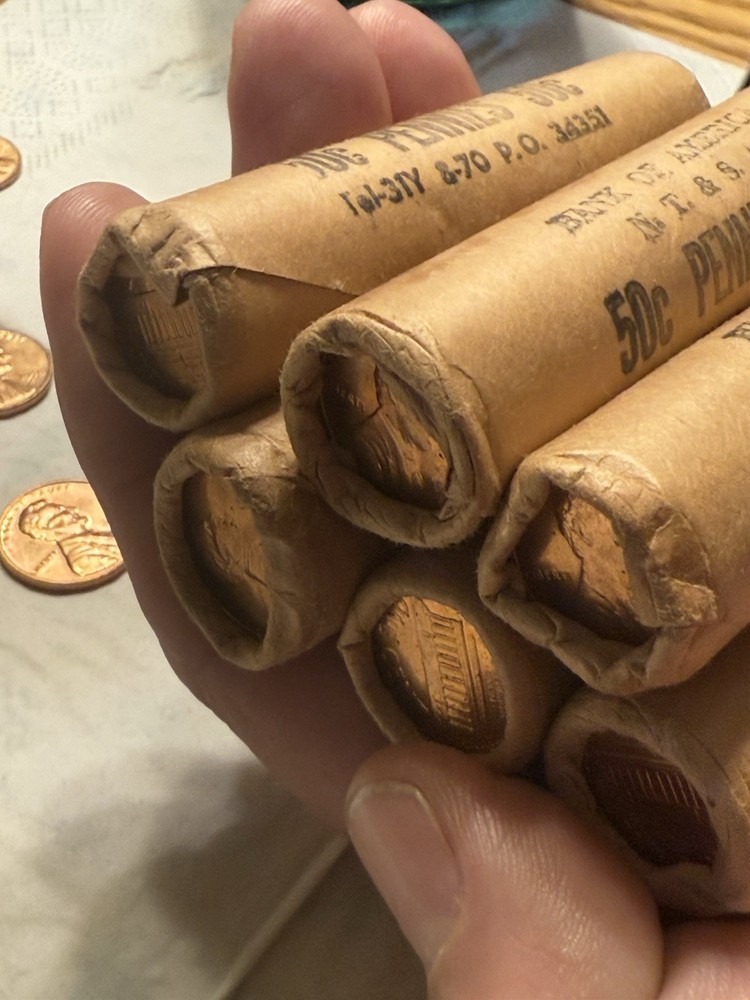 6 Unsearched 1970 S Penny Rolls