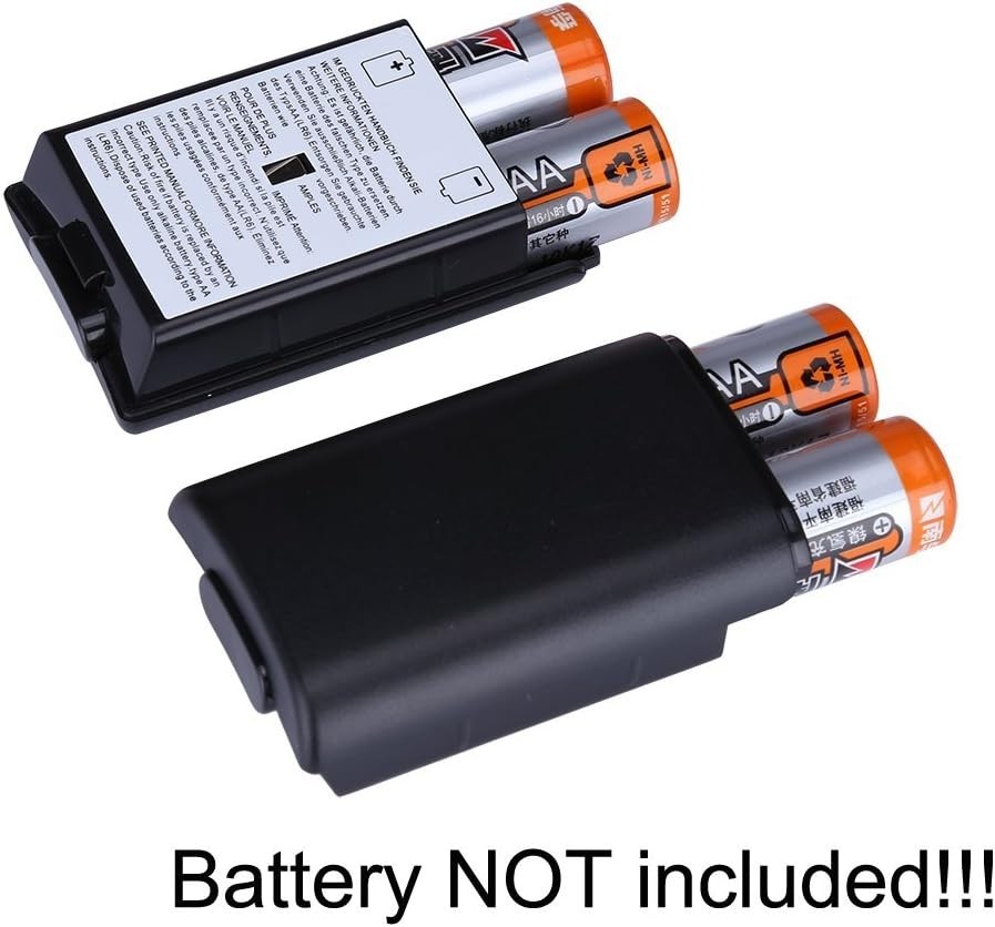 Compact 2X Black Battery Pack Covers for Xbox 360 Wireless Gaming Controllers