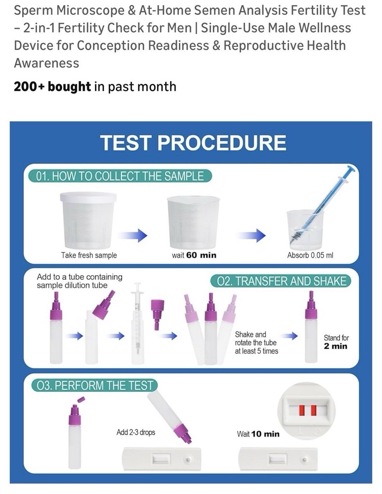 Sperm Concentration Test Kit At-Home Analog Semen Analysis with Cup & Device