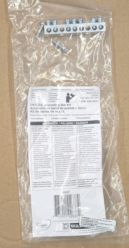 Grounding Bar Kit SquareD PK7GTA for Electrical Panel