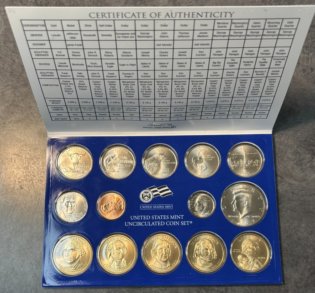 2007 P & D US Mint Complete Uncirculated Set 28 Coins w/ COA