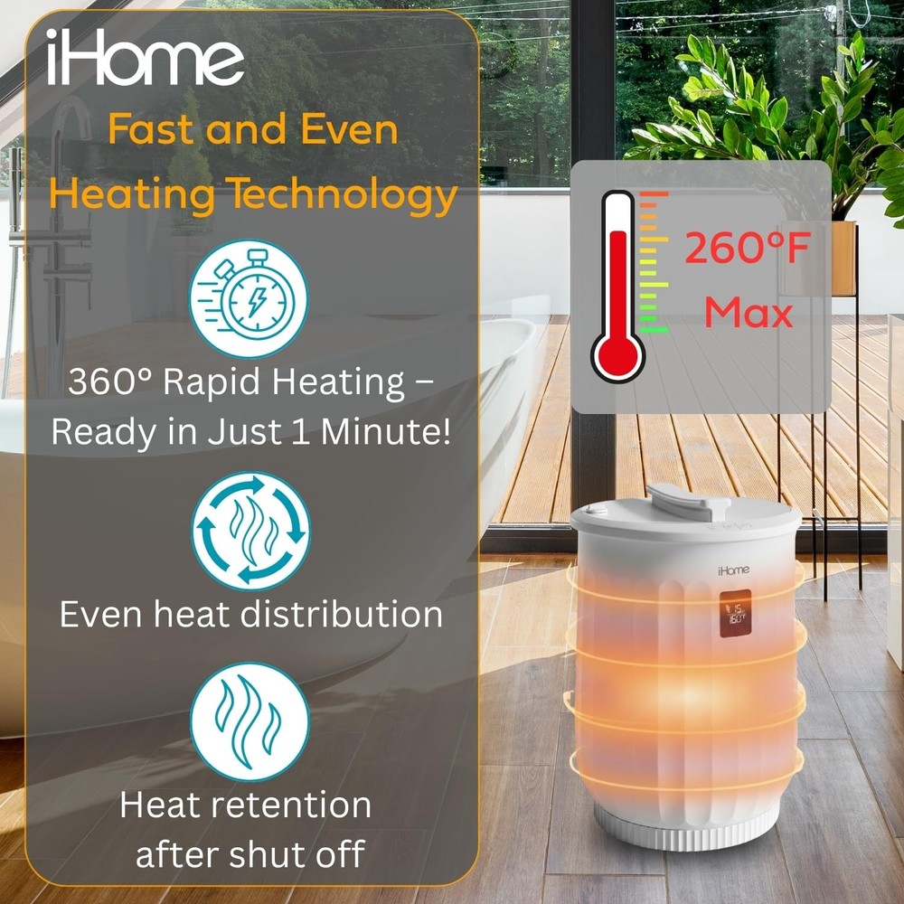 iHome Towel Warmer, 20L Capacity, 400W Heating Element, Adjustable Temperature