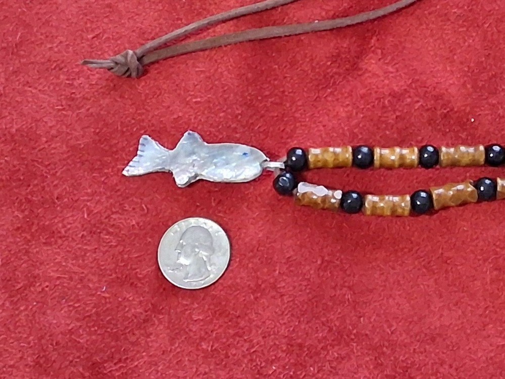 Pearl Shell Fish Beaded necklace .