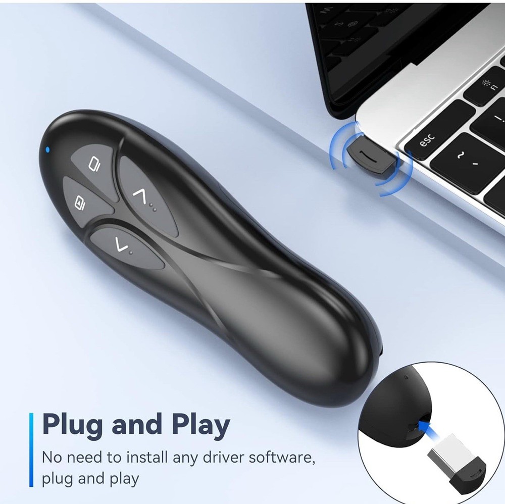 Presentation Clicker PowerPoint Wireless Presenter Remote: USB Type C Rechargeab