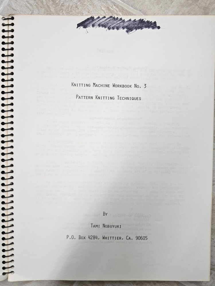 Machine Knitting Workbook 3 Pattern Knitting Techniques By Tami Nobuyuki