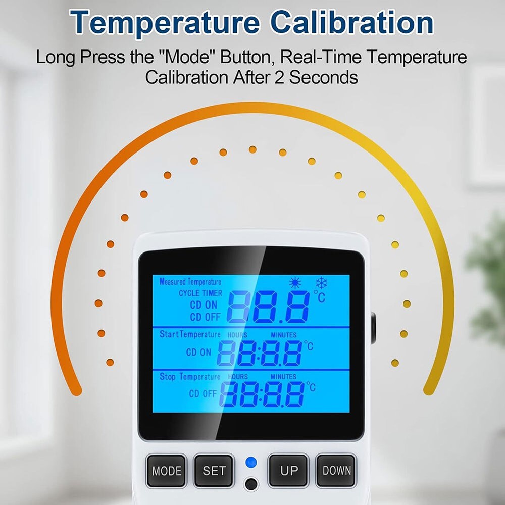 Digital Thermostat Outlet Plug Temperature Controller Heating Cooling with Probe