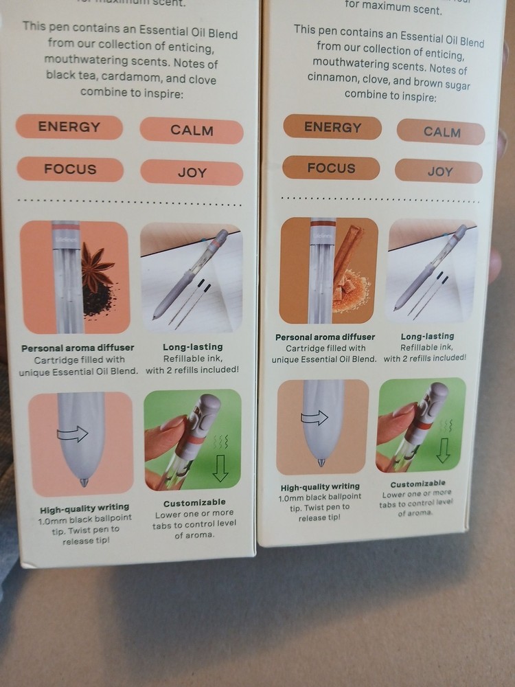 2 Lifelines Pen Diffusers with Essential Oil Blend - Cinnamon Roll And