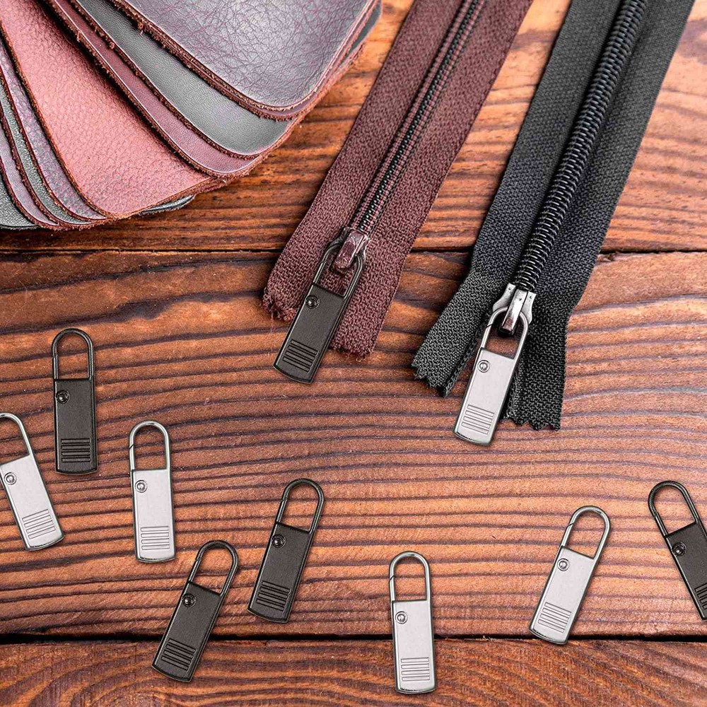 10Pcs Zipper Pull-Tab Replacement, Metal Zipper Puller Zip Slider Extender6843