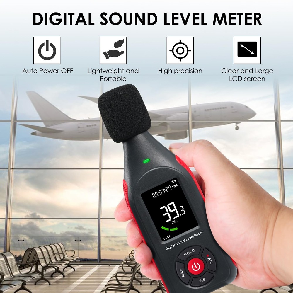 Decibel Meter Data Logger, Digital Sound Level Meter with Recording, dB Meter...