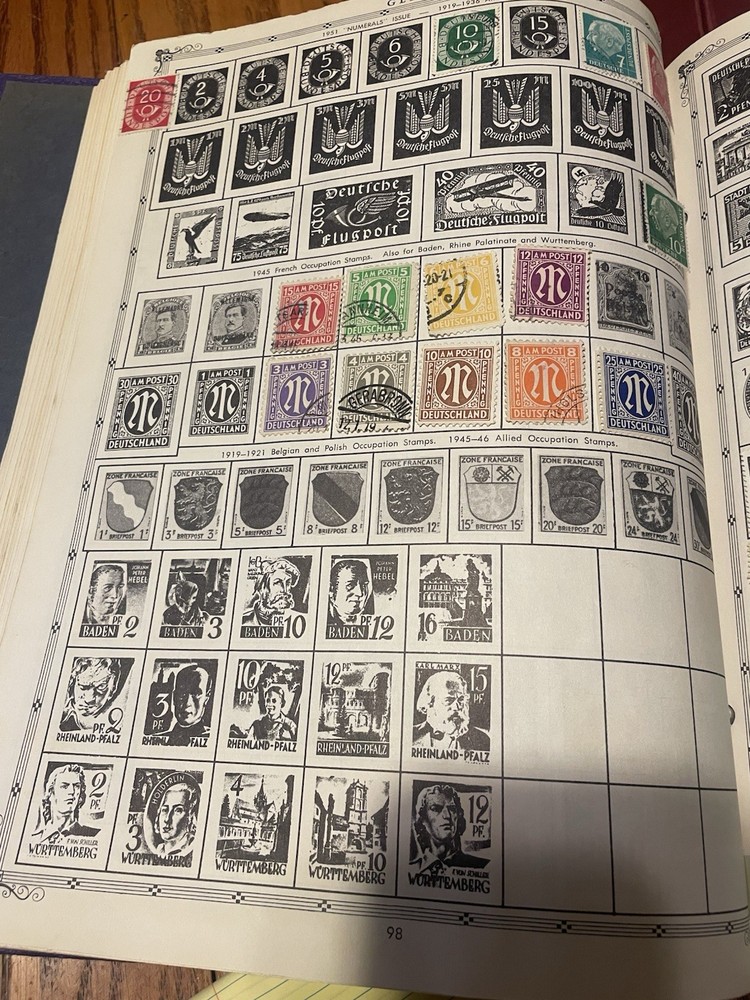 The Premier World Stamp Album 1922 -1 962 Grossman Germany Hitler 875+ Stamps