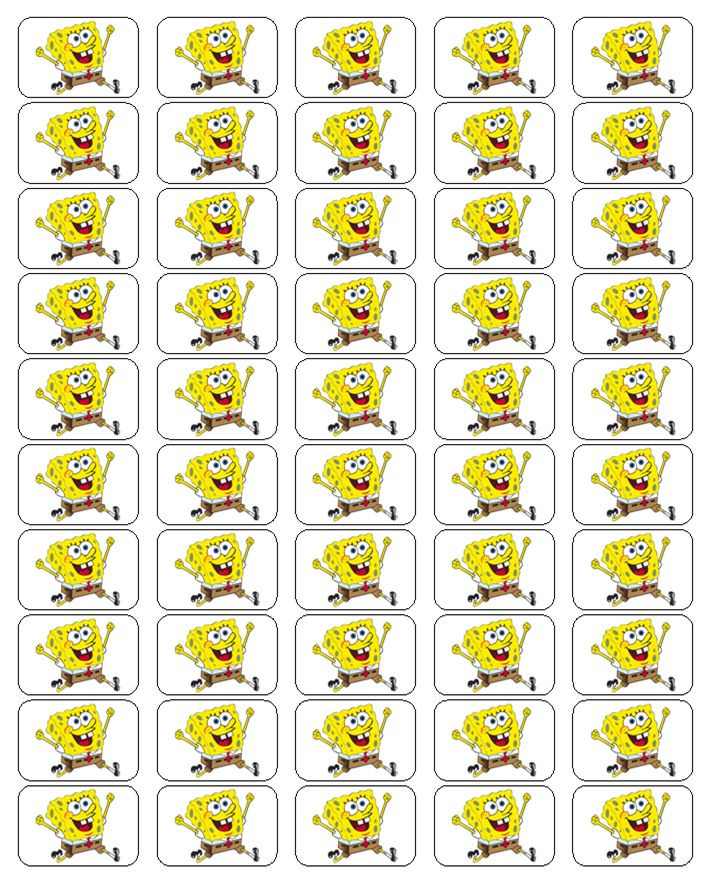 50 SpongeBob Envelope Seals / Labels / Stickers, 1" by 1.5"