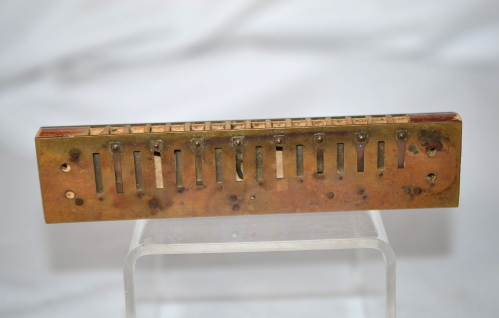 Antique Brass & Wood Harmonica - OLD