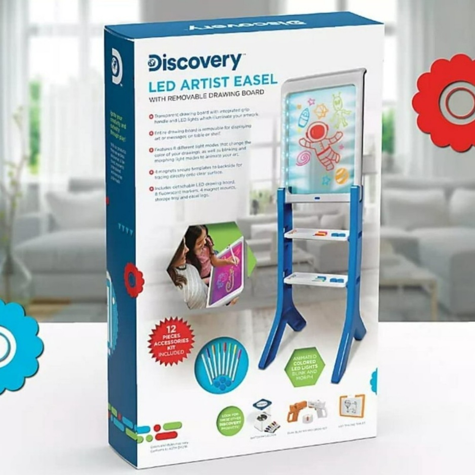 Discovery LED Artist Easel Removable Glow-in-The-Dark Portable Tablet Art Board