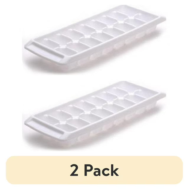 (2 pack) Rubbermaid® Quick Release Ice Cube Tray, Plastic, White, Rectangular