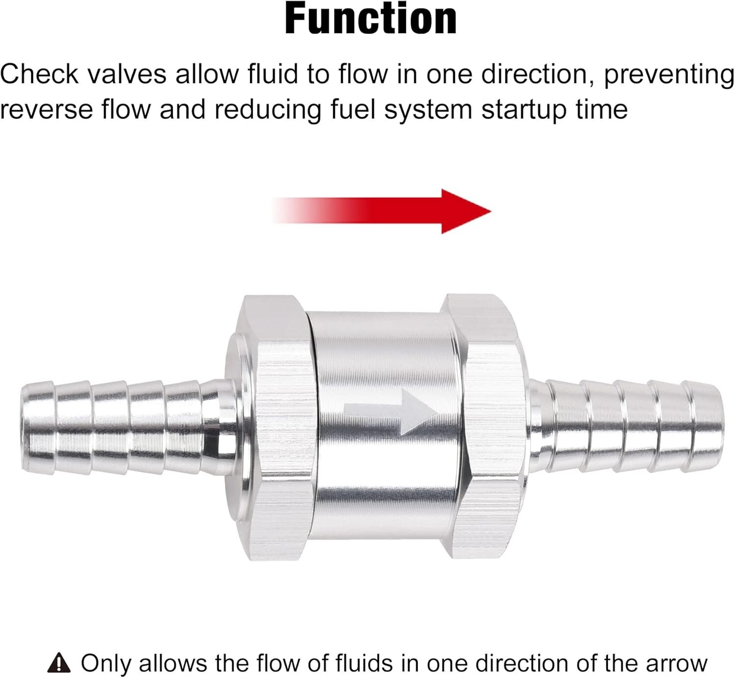 1/4" Fuel Check Valve One Way Inline Non Return Diesel Gasoline Black 6mm 2PCS