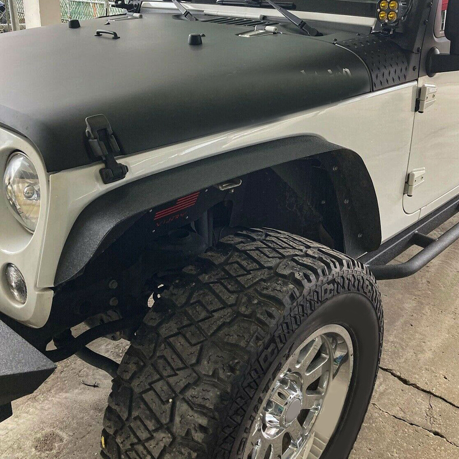 For Jeep Wrangler 07-18 JK Full Set Flat Style Solid Steel Fender Flares