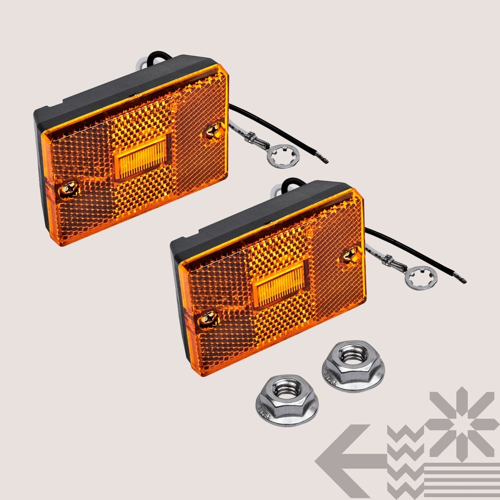 2pc DOT Stud-Mount Amber LED Side Marker Light for Utility Boat Trailers Over 80