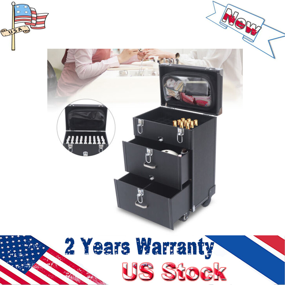 Multi-Layer Cosmetic Case Nail Tattoo Rolling Multi-function Trolley Suitcase US