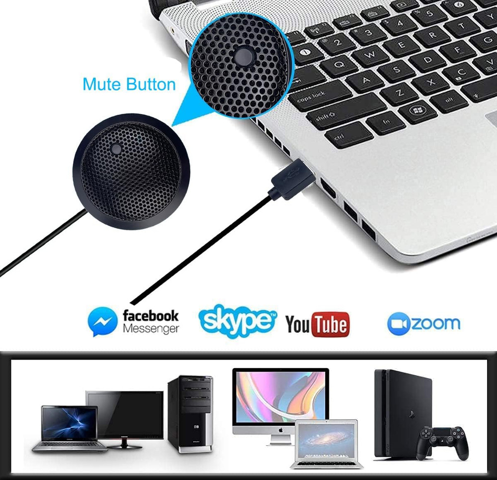 Conference USB Microphone, USB Microphone for Computer, 360° Omnidirectional Con