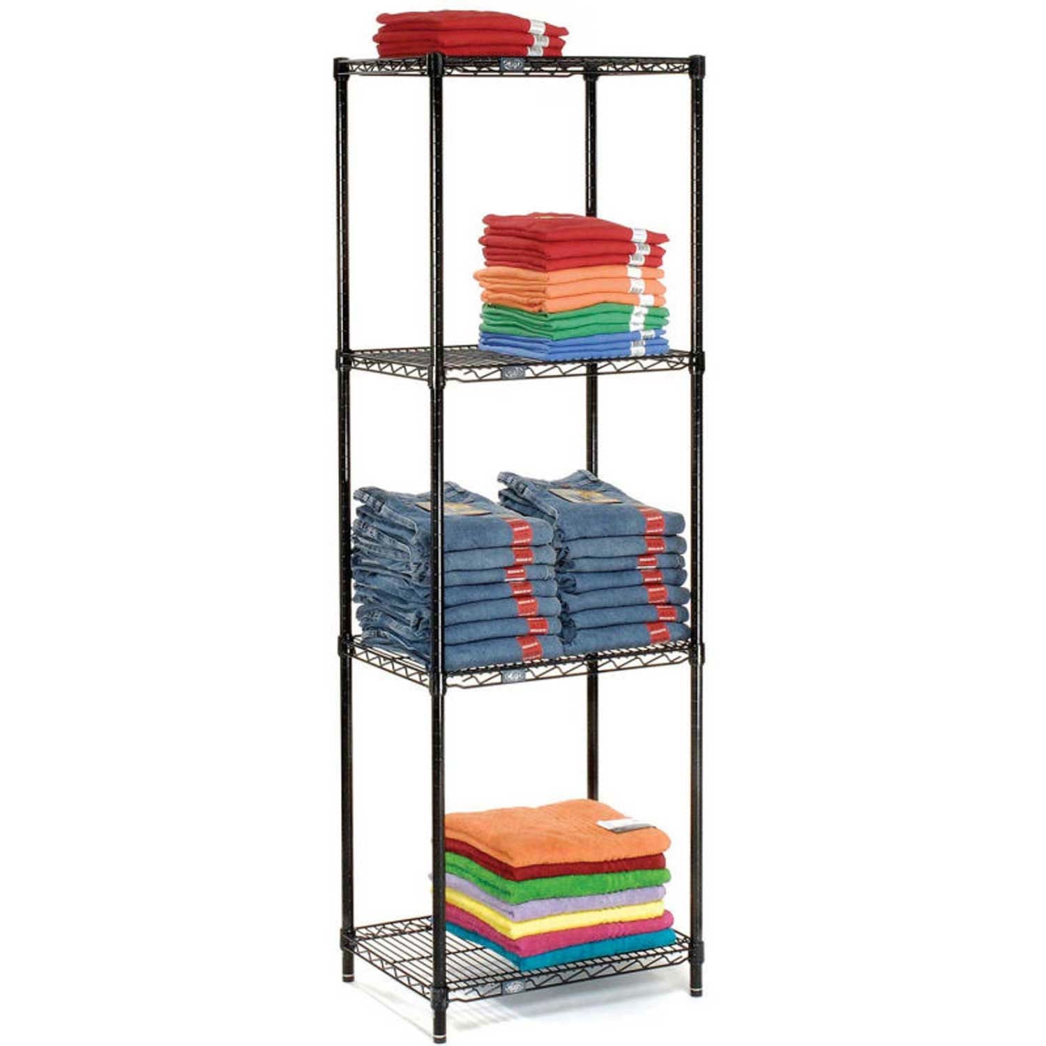 Nexel 5 Tier Black Epoxy Wire Shelving Starter Unit 24"W x 21"D x 86"H