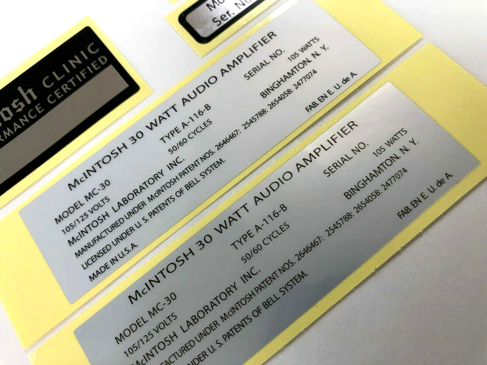 For McINTOSH MC30 AMPLIFIER SIDE DECAL LABEL TYPE-B - SERIAL NUMBER TYPE DIY