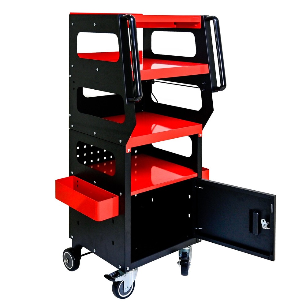 4 Layer MULTI PURPOSE TROLLEY FOR DIAGNOSTICS, Red + Black