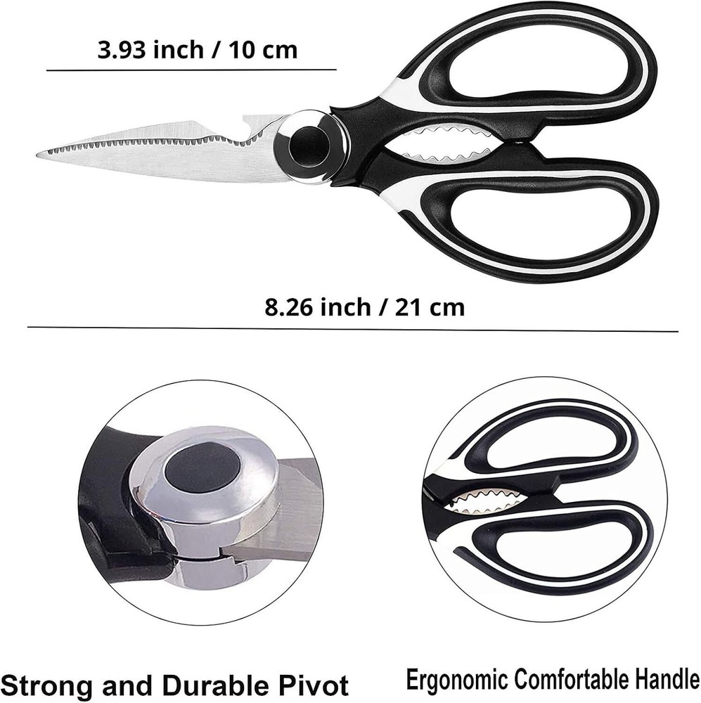 2 Pack Multipurpose Kitchen Shears Ultra Sharp Heavy Duty Scissors Black Red