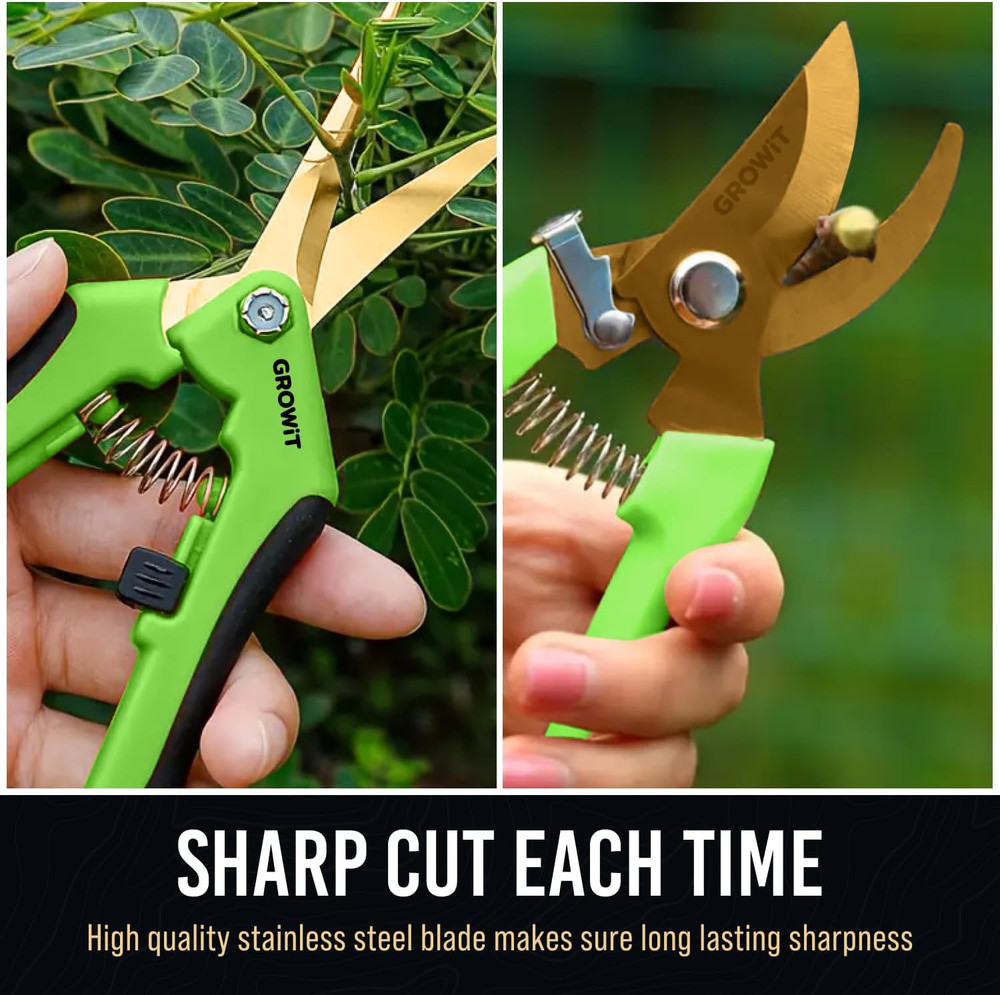 7" Pruning Shears & Gardening Scissors Set, Titanium Coated Sharp Garden Clipper