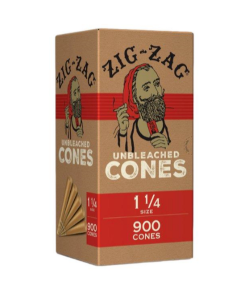 Authentic Zig-Zag 1 1/4 Size Unbleached Pre rolled Cone 100 Cones + Free LIGHTER