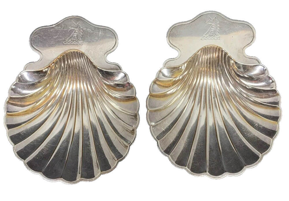 Pair Vintage E.G. Webster & Son Silver Plate Shell Bowls Dishes Small Serving