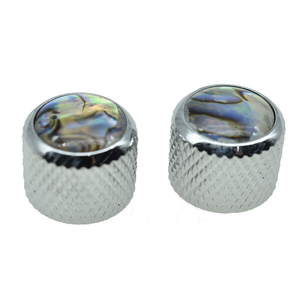 KAISH 19.5mm Abalone Inserts Dome Knobs Guitar Bass Knobs fits PBass/Tele Chrome