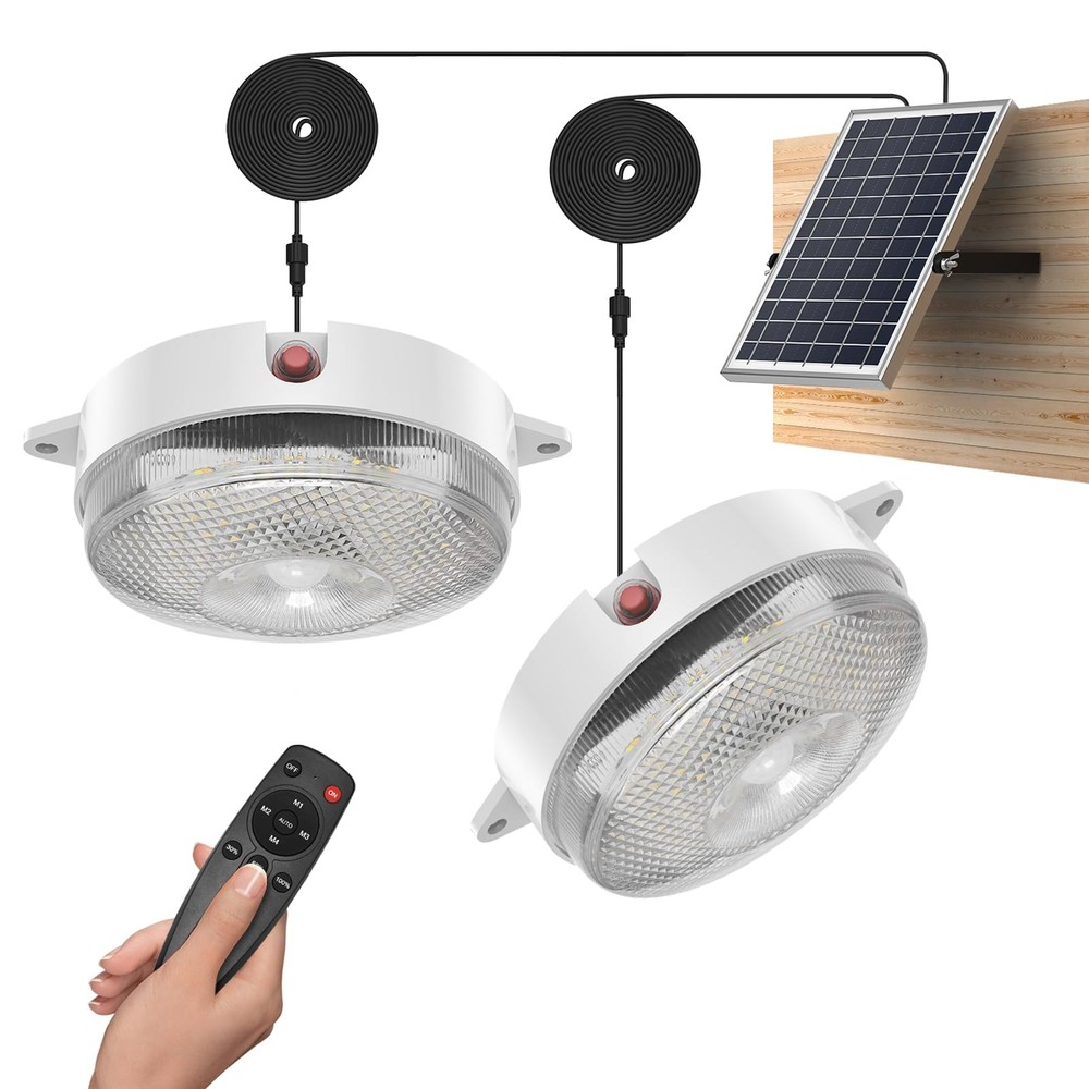UPONUN Solar Ceiling Light Motion Sensor 2 Pack, 2 Pack with Motion, White