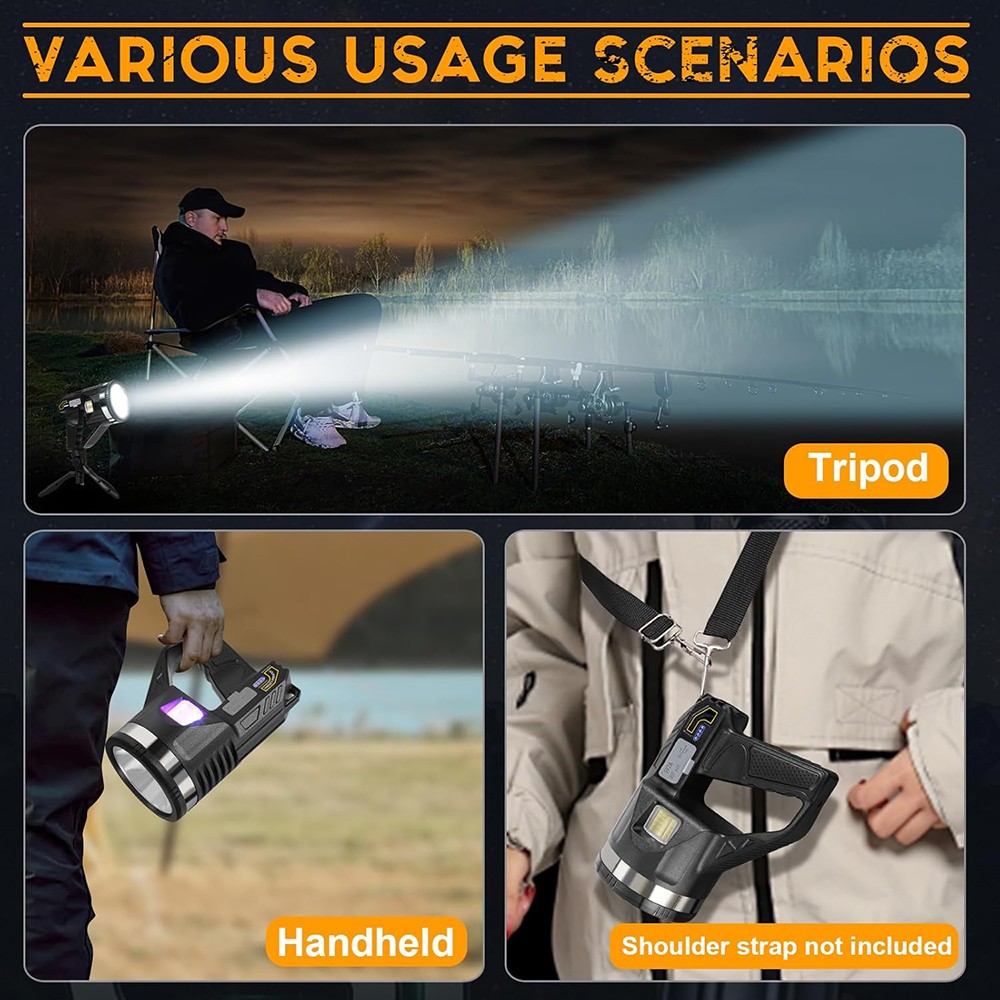 10000000LM Spotlight Rechargeable Flashlight Super Bright Outdoor Handheld Torch