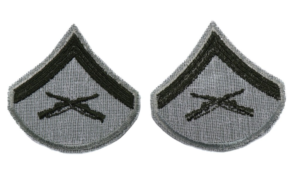 2 Vietnam USMC Lance Corporal Marines E3 Chevrons Patch Pair Green Tan