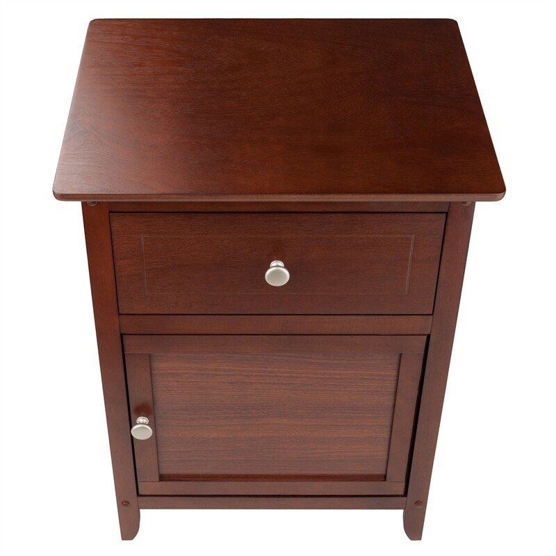 Winsome Eugene Transitional Solid Wood Nightstand with Drawer in Antique Walnut