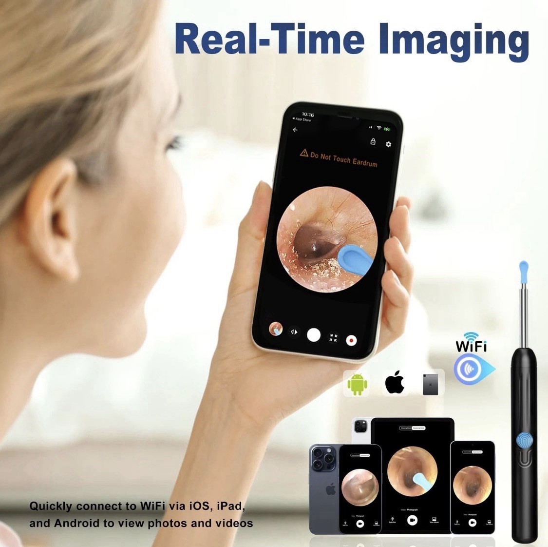 Wireless Ear Wax Removal Tool Camera HD Visual Otoscope Earpick