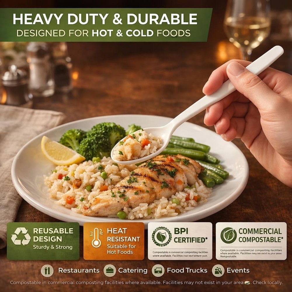 Watson Distributing Heavy Duty Disposable Spoon White 6.5 Inch - 100/Case